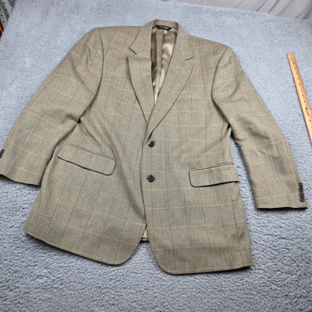 Jos A Bank Blazer 44R Tan Herringbone Silk Wool Cashmere Linen Sport Coat Gordon